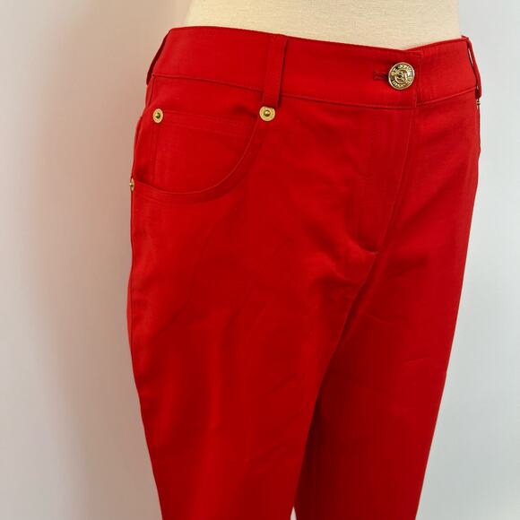 St. John High Rise Straight Leg Stretch Pants in Red | Size 4 - Picture 4 of 8
